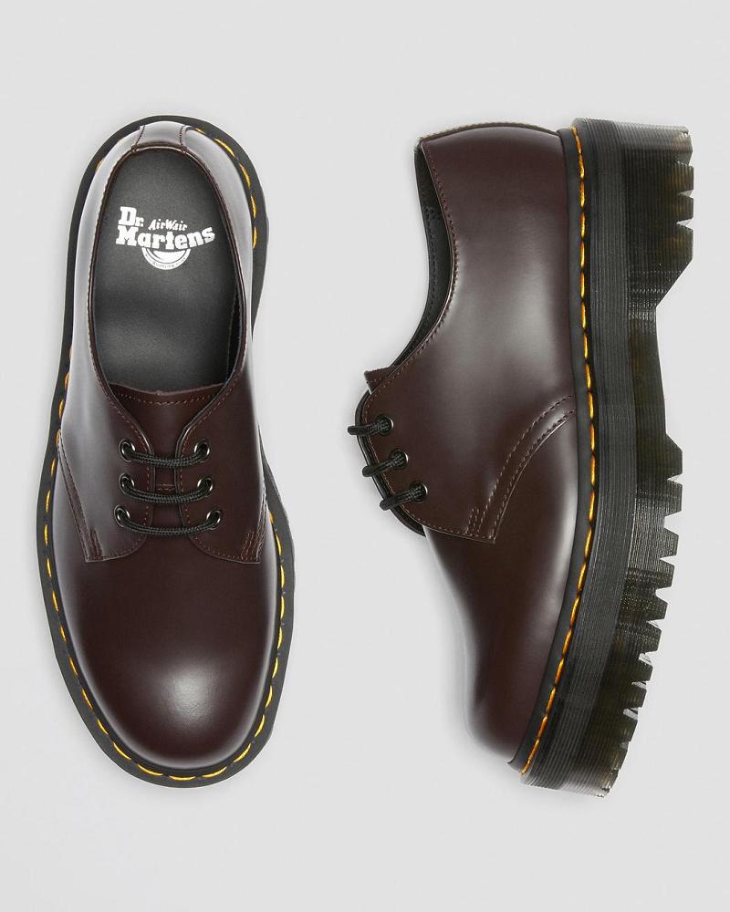 Burgundy Women's Dr Martens 1461 Smooth Leather Platform Shoes | CA 388GSO